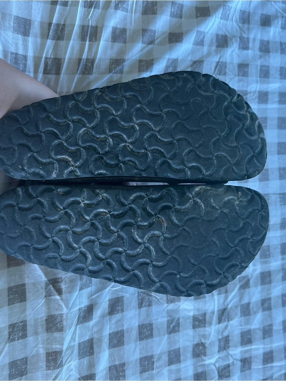 Birkenstock Gray Double Buckle Leather Slide Sandals